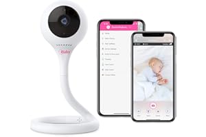 iBaby M2C Pro Smart Moniteur Bébé WiFi 2,4 GHz, Caméra 1080p, Vision de Nuit Infrarouge, Base Souple, Parler Deux Voies Parler, Ecran Partagé, Application Smartphone à Distance pour Android et iOS