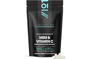MSM 3000mg with Vitamin C & BioPerine® - 120 Vegan Capsules – Supports Collagen Formation – for Healthy Skin - High Potency Methylsulfonylmethane – by Alpha01