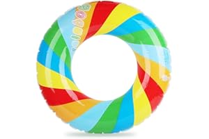 RosyFate Anello da Nuoto Scintillante, Anello da Nuoto Rotondo, Galleggiante Arcobaleno, Anello Gonfiabile per Adulti, Gonfiabile Arcobaleno per Sport Estivi