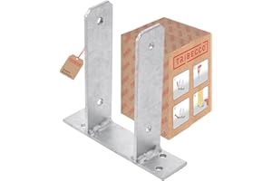 TRIBECCO Soporte para postes en U para atornillar, zapata de soporte en U, 71 x 50 x 200 mm, para postes de madera cuadrados, acero galvanizado en caliente, anclaje para postes de anclaje