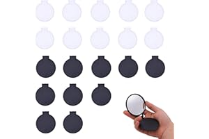EceoThsy 20 miniespejos plegables de bolsillo para mujeres y niñas, redondos, portátiles, ideales para viajes y uso diario, en 2 colores (blanco y negro)