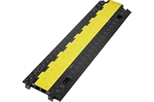 VEVOR Rampa de Protección de Cable 1 Pieza 2 Vías Canaleta Pasacables de Suelo 3,05 x 2,79 cm Protector de Cables de TPU y TPR Carga de 10,000 kg/eje Cubiertas de Suelo para Cables Negro y Amarillo
