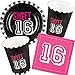 Produktbild Neu: 61-Teiliges Party-Set * Sweet 16 * für Den 16. Geburtstag mit Teller + Becher + Servietten + Luftballons | Deko Set Party Motto Sechzehn Girl Mädchen