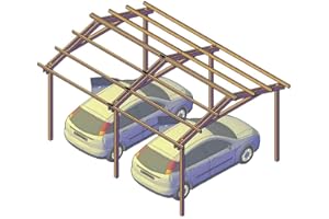 SUNWOOD Pergola Carport in legno 400x550 cm, in pino impregnato, Made in Italy