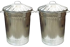GARD N TOOL 2 x Large 90L Litre Galvanised Steel Metal Bin With Lid Ideal for Animal Feed/Storage/Rubbish/Dustbin