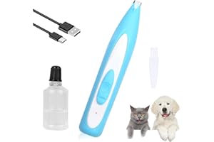 QOOLOO Paw Trimmer,Electric Cat Dog Paw Clippers Low Noise Cordless USB Pet Trimmer,Grooming Clippers Professional Cat Dog Paw Trimmer with LED Light for Dogs Cats Hair Around Face Paws Eyes Ears 2 Speeds