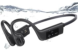 Relxhome Casque Conduction Osseuse Nouveau, Ecouteur Natation sans Fil Bluetooth 5.3, Lecteur MP3 Étanche IP68, 10h d'Autonomie, Écouteur à Oreilles Ouvertes pour Courir et Nager