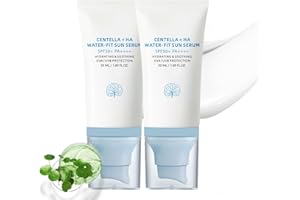 ISBEAUSOLS 2PCS Madagascar Centella Sunscreen SPF 50 PA++++, Centella Serum Suncream, Centella Moisturiser for Face, Broad Spectrum UV Protection, Smoothing Water-Fit Sun Lotion, Vegan Korean Sunscreen, 50ml × 2