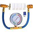 gohantee R134A Air Conditioning Refrigerant Charging Hose, A/C 1/2 Recharge Measuring Kit Can Tap Air Conditioning Pressure Gauge, R-12 to R-134a Retrofit Valve, Car Air Conditioning Recharge Kit