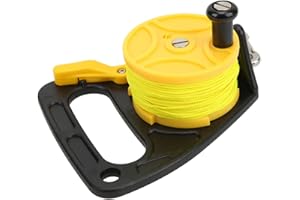 BuyWeek Mulinello per Immersioni Subacquee, 46 M Mulinello da Immersione con Tappo per il Pollice in Acciaio Inossidabile per Subacquei Sport Acquatici (Giallo)