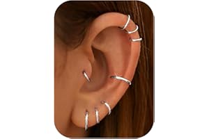DIAMDAY Dimaday 8PCS Boucles d'oreilles Anneau en Acier Inoxydable Nez Anneaux Septum Piercing Cartilage 16G pour Hommes Femmes Set de Bijoux pour Piercing de Nez Helix Septum Anneau Couch Daith Lip Tragus