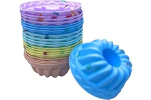 BINHAI Stampi per muffin in silicone Ciambella 20 pz teglie antiaderenti riutilizzabili stampini per crostatine cupcake per torte Muffins Budini Tazze arcobaleno