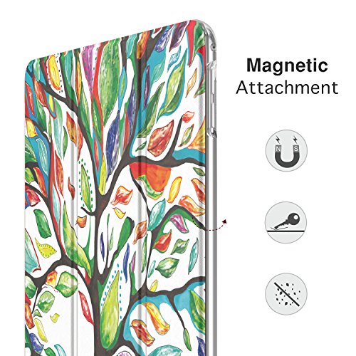 MoKo Hülle für Neu iPad Pro 12.9 2017 – PU Leder Tasche Schutzhülle Schale Smart Case mit Translucent Rücken Deckel, mit Auto Schlaf / Wach Funktion und Stanfunktion für Apple New iPad Pro 12.9 Zoll 2017 Tablet, Glück Baum - 8