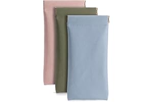 Ldirect 3 Pack Leather Eyeglasses Cases PU Soft Sunglasses Pouch Squeeze Top Portable Glasses Cases for Men and Women