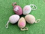  5 glitzernde gehäkelte Ostereier Handarbeit Sofort lieferbar !!! Ostern