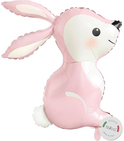 5 Palloncini In Lamina Bianca A Forma Di Testa Di Coniglio – Decorazioni Pasqua, Baby Shower E Feste A Tema Bosco – Con Valvola Autosigillante E Nastro - 3