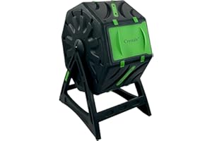 Crystals 65L Rotating Garden Compost Bin - Tumbling Composter with Air Holes, Durable Plastic Legs, Easy-Turn Barrel Design for Efficient Composting, Outdoor Garden Waste Recycling