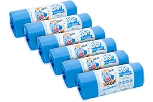 EFFENNE GROUP 90 Sacchi Spazzatura Azzurri, Sacchetti Plastica con Manici a Shopper, 55x65cm, Sacchetti Trasparenti Super Resistenti, Sacchetti Spazzatura, Raccolta Differenziata, Raccolta Differenziata Esterno