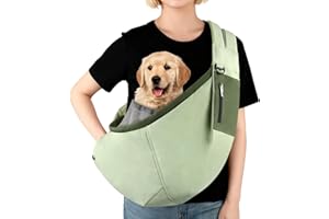 Bartuke Adjustable Dog Carrier Sling, Hands Free Pet Sling for Carry Small Dogs & Cats, Travel Safety Dog Carriers with Storage Pocket, Essential Dog Cat Accessories (Green)