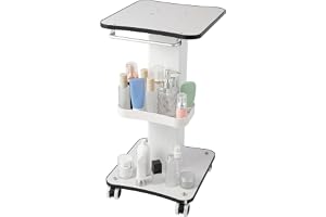 Beauty Salon rullvagn metall vit 3 nivåer med ABS-bricka 15 kg lastkapacitet för frisörsalong spa förvaring 38 x 34 x 67 cm