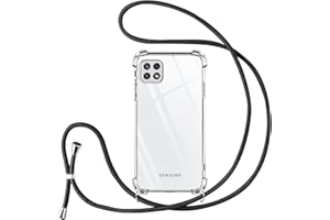 Vauki Handykette für Samsung Galaxy A22 5G hülle mit Band Handyhülle Silikon Transparent zum Umhängen Stoßfest mit Kordel Necklace Schnur TPU Bumper Case für Samsung A22 5G