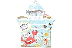 Chickwin Poncho à Capuche Enfants, Microfibre Serviette avec Capuche Cartoon Peignoir De Séchage Rapide Robe de Bain Plage Poncho de Natation pour garçons et Filles