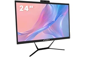 STGsivir Ordinateur de Bureau Tout-en-Un, écran 24", Core i7 jusqu'à 4.0 GHz, RAM 16 Go, SSD 512 Go, WiFi, Bluetooth 5.0, Windows11 Pro, Noir