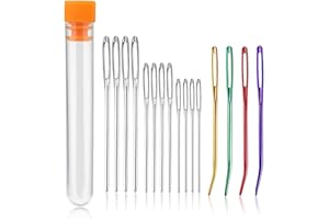 TAKFREE 16pcs Large-Eye Blunt Needles, Large Eye Sewing Darning Needles for Wool Stainless Steel Tapestry Hand Sewing Yarn Wool Needle for Crochet DIY Crafts