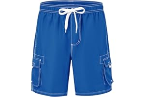 donhobo Men's Swim Trunks Beach Shorts,Swimming Waterproof Quick Dry Multi-Pockets Board Surfing Shorts with Mesh Lining