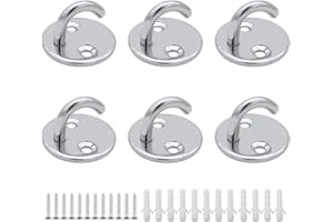 KingYH 6 Pieza Ganchos de Techo M5 Acero Inoxidable Abiertos Redonda Anclaje de Placa de Ojo Gancho para Plantas Colgantes Macetas Linternas Campanas de Viento Mosquitos Hamacas