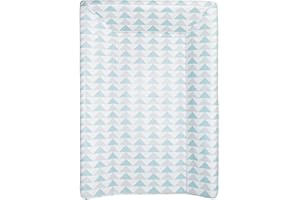 babyCalin Matelas à Langer Luxe Motif Géométrique Bleu/Gris 50x70 cm