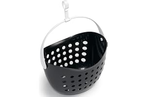 culiclean Peg Basket for Clothes Pegs for Washing Line/Laundry Pegs 1 Basket black with white Handle, with Hanger, Alternative to Peg Bag