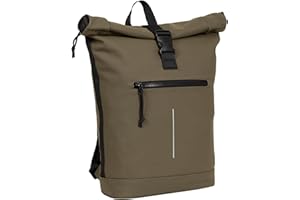 New Rebels Unisex Wasserabweisender Rolltop-Rucksack – 21l Rolltop-Backpack mit 15,6-Zoll-Laptopfach – Reiserucksack mit Klickverschluss – Rucksack mit Vordertasche – flexible Aufbewahrung