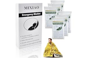 MIXIAO Emergency Foil Thermal Blanket (Pack of 6), 210 x 160 cm (82" x 63") Survival Reflective Blankets Perfect for Outdoors, Hiking, Survival, Marathons or First Aid (Gold Pack of 6)