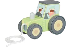 Orange Tree Tractor Push Pull Wooden Pull Along Toy - Farm & Vehicle, 1-3 Yrs, Perfect 1st Bday Gift - Early Development & Activity Toy