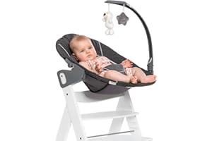 Hauck Sdraietta Neonato Alpha Bouncer Deluxe 2in1, Compatibile con Seggioloni Alpha+ e Beta+ - Sdraietta Neonati da 0 Mesi fino a 9kg, con Riduttore di Seduta, Funzione Dondolo e Arco Giochi - Grigio