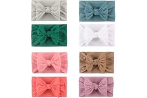 CUHZA 8 Pcs Bébé Bandeaux Bébé, Serre-tête à Nœud Multicolore Hairband pour Bébé Nouveau-né Filles, Bébé Fille Enfant Turban Bandeau, plusieurs couleurs