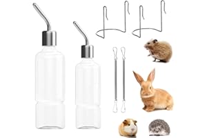 YINZZTRY Hanging Pet Water Bottles, Pack of 2 Drinking Bottle Rabbit with Holder, Rabbit Water Bottles, with 1 Brush, for Rabbits, Guinea Pigs, 180 ml + 350 ml