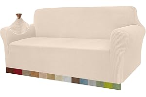 Granbest, copridivano Elasticizzato ad Alta Elasticità, Moderno Jacquard, copridivano Elastico per Soggiorno, Protezione per Cani e Animali Domestici (3 posti, Beige)