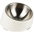 SUPERDESIGN Mess Free 15° Slanted Bowl for Dogs and Cats, Tilted Angle Bulldog Bowl Pet Feeder, Non-Skid & Non-Spill, Easier to Reach Food M/300ml Stalk Pattern