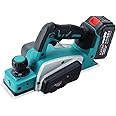 KATSU FIT-BAT Cordless Planer 21V/18V with 4.0Ah Battery and Charger, Electric Hand Planer with 82mm Width and 2mm Depth, 15000rpm, Extra Set of Blades Included 102785