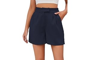 Famulily Women's Summer Shorts with Pockets Casual Loose Back Elastic Waist Wide Leg Shorts S-XXL