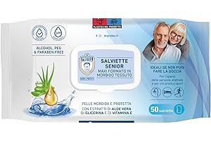 BERICAH Dr Protec, Toallitas Senior, maxi formato 20 x 27, 50 toallitas con extracto de aloe vera y vitamina E