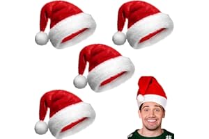 Amebleak 4 Stück Weihnachtsmütze Erwachsene, Weihnachtsmütze Nikolausmütze Weihnachtsmann Mütze, Weihnachtliche Mütze, Weihnachtsdekoration Hut, Plüsch Rand Weihnachtsfeier Hut Unisex Partyhüte