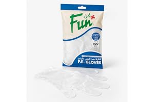 FUN BY AL BAYADER فن, The Indispensable Disposable P.E Gloves, Clear, One Size Fits All, Pack Of 100