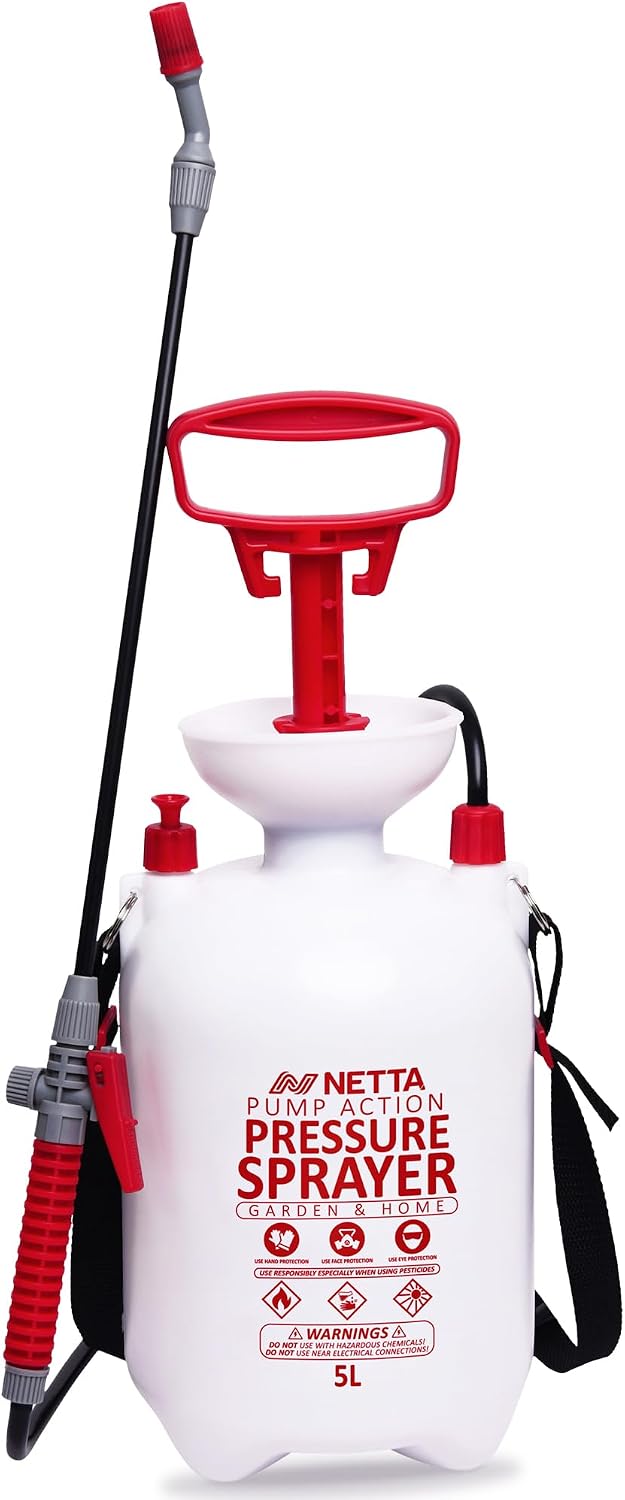 NETTA Garden Sprayer 5L - Weed Killer Sprayer Pump with Adjustable Mist Spray Bottle Nozzle - Pressure Pump Spray Bottle for Plants, Fertilizer, Pesticides, Fungicides, Patio & Car Cleaning