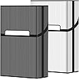 roygra Cigarette Case, Brushed Aluminum Magnetic 20 Capacity - 2 Pack (Gray+Silver, 85mm King Size)