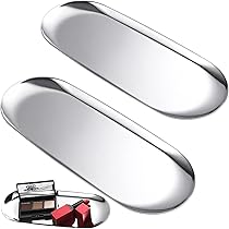 Vassoio Portaoggetti In Acciaio Inox Ovale - Dorato, 230x94mm - Per Snack, Gioielli, Cosmetici - Foto 2