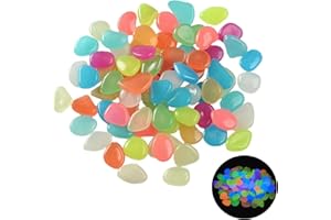 JINSIHU 300 Stück Leuchtsteine, Leuchtet im Dunkeln Kieselsteine Gartendeko Leuchtkiesel Wiederholbar Kraft Durch Licht Solarbetrieben Outdoor Dekosteine für Rasenflächen Gärten Aquarien Terrasse (Farbe)