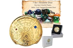 GAINFI D4, D6, D8, D10, D12, D20 i D% z pudełkiem upominkowym dla Dungeons dla Dungeons, Dragon Gaming RPG Gry Role Playing (GOLD)